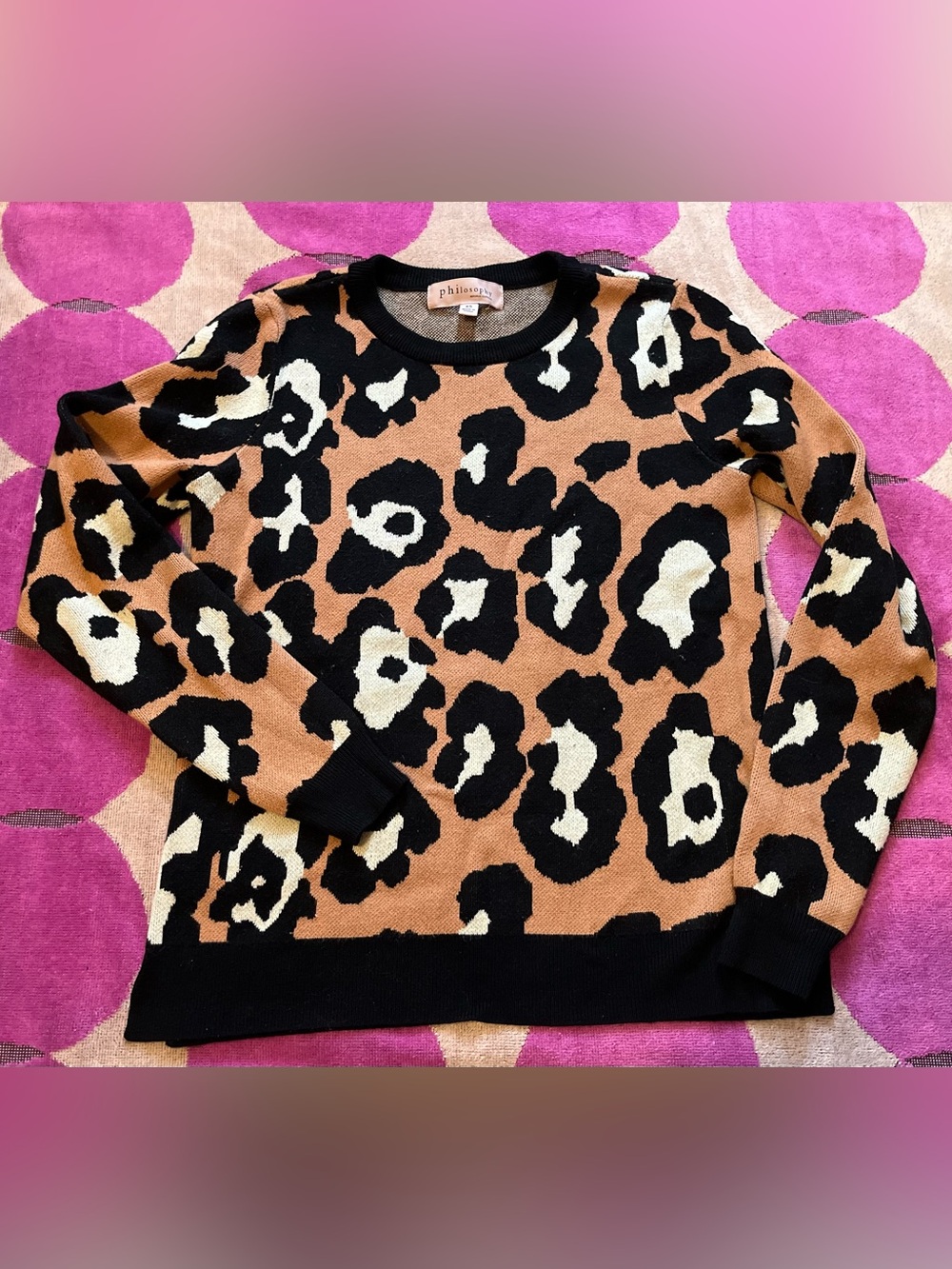 Anthropologie Philosophy Leopard Crewneck Sweater